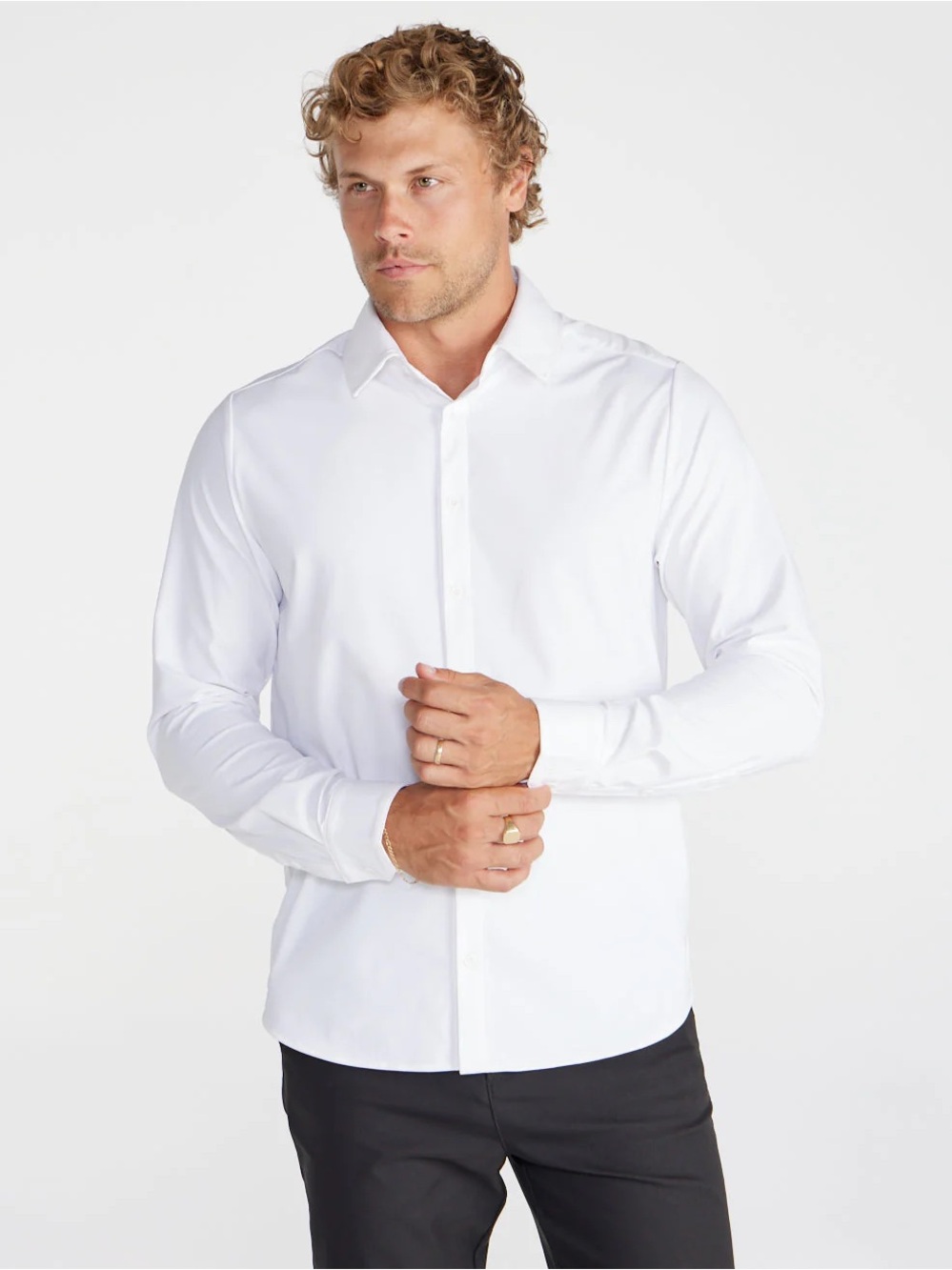 BYLT Basics White Long-Sleeve Dress Shirt XL